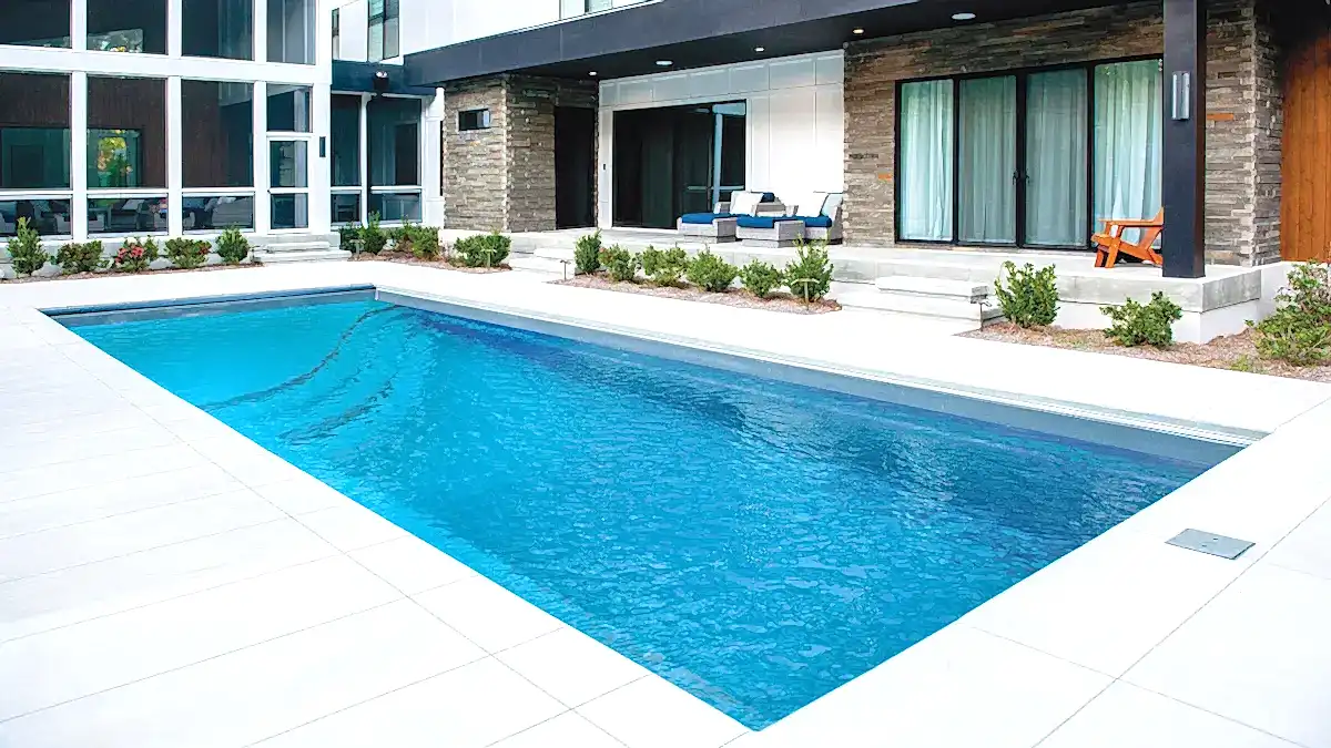 a swimming pool in a house.